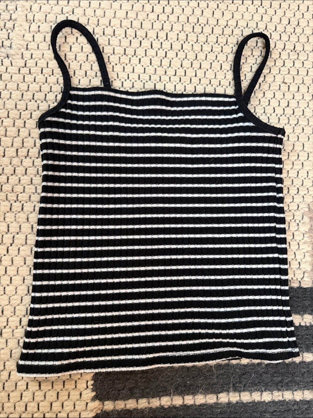 Madewell Black & White Striped Ribbed Camisole